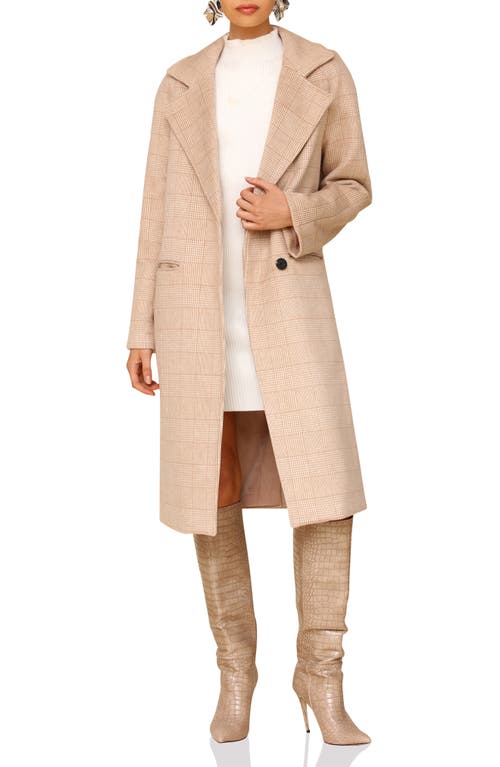 Shop Avec Les Filles Walker Raglan Coat In Soft Brown Plaid