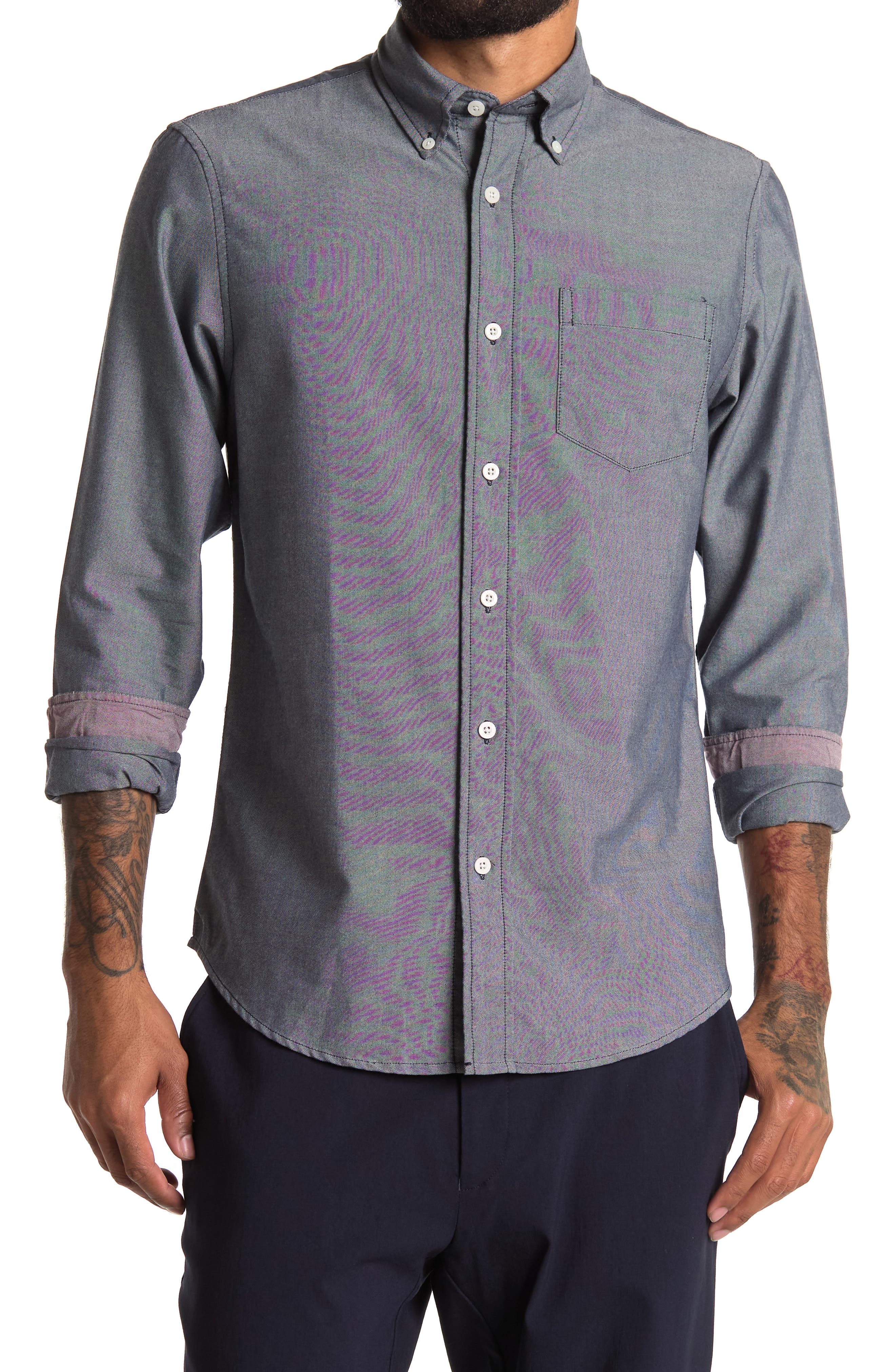 Percy Perry Mens Classic Button-Collar Solid Non-Iron Dress Shirt Tops