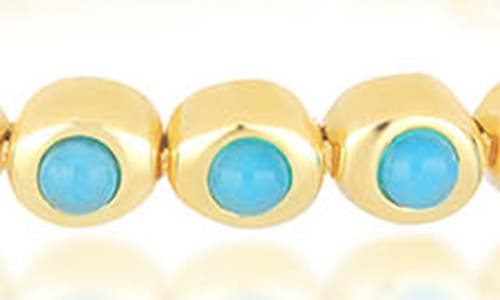 Ef Collection Turquoise & Diamond Pillow Eternity Bracelet In 14k Yellow Gold