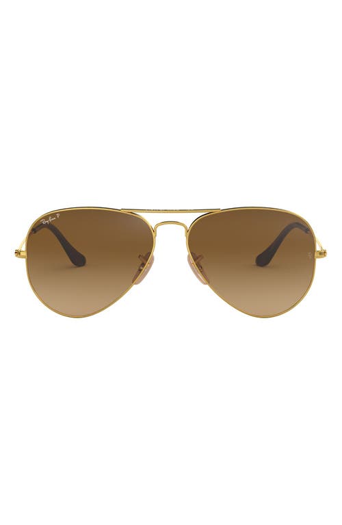 Ray-Ban 58mm Polarized Aviator Sunglasses in Gold/Brown Gradient at Nordstrom