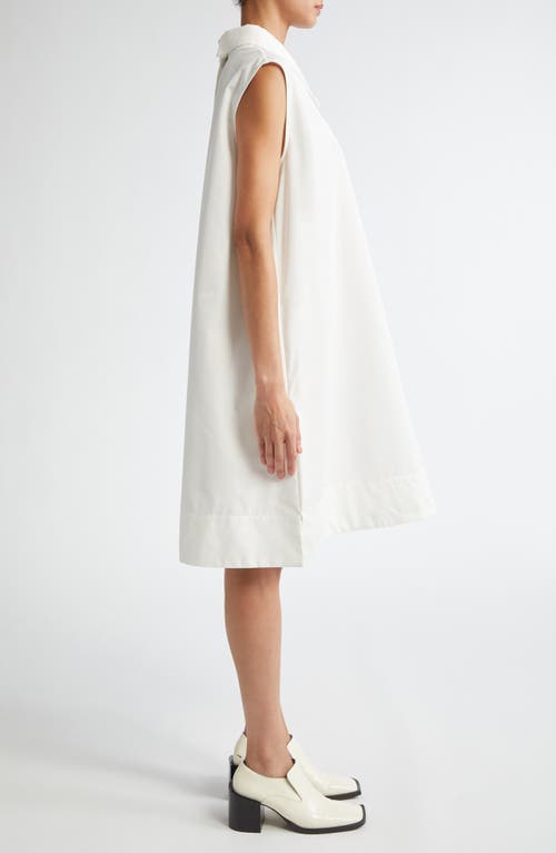 Shop Jil Sander Point Collar Cotton & Silk Shift Dress In Latte