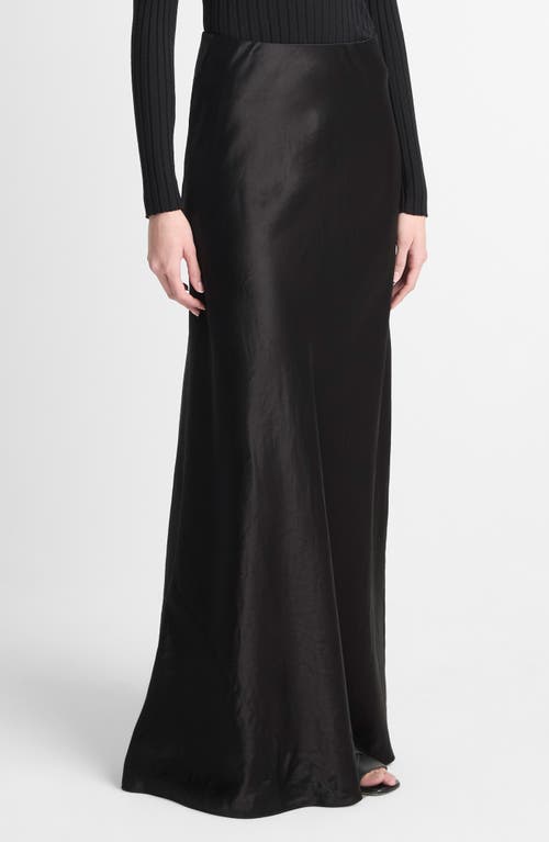 Vince High-rise Satin Maxi Skirt In Black