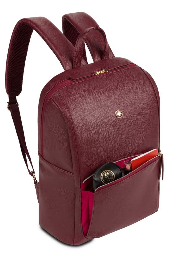 Shop Swissgear 9901 Faux Leather Laptop Backpack In Dark Red