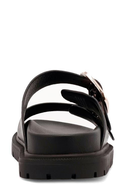 Mia Gen Slide Sandal In Black W/gld Buckles