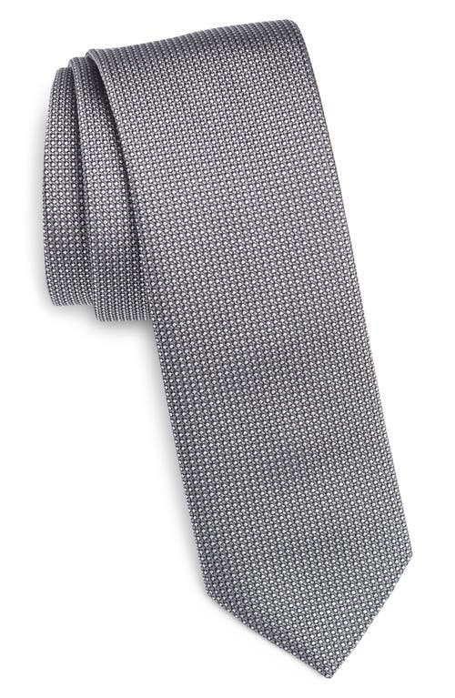 Shop Hugo Boss Boss Geometric Pattern Silk Tie In Medium Grey