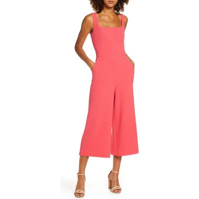 Chelsea28 Square Neck Crop Jumpsuit, Pink