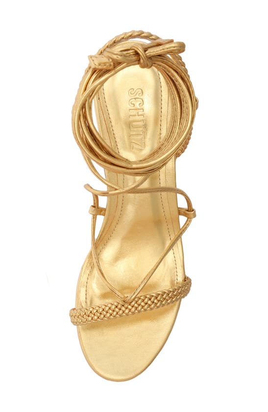 Shop Schutz Maxima Lace-up Platform Sandal In Ouro Claro Orch