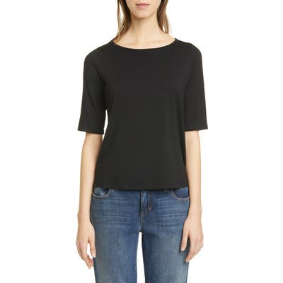 Eileen Fisher Ballet Neck Slim Fit Top, Black