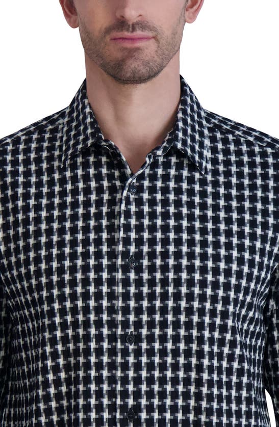 Shop Karl Lagerfeld Slim Fit Check Cotton Button-up Shirt In White Black