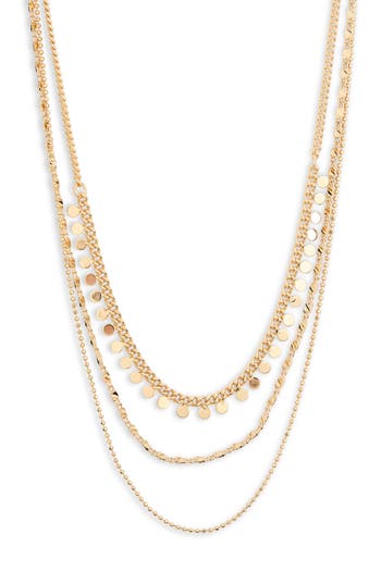 Cara Triple Chain Layered Necklace In Gold
