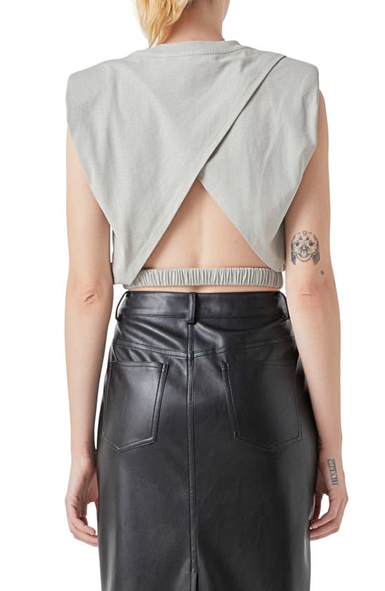 Grey Lab Open Back Crop T-shirt In Grey