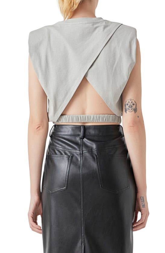 Shop Grey Lab Open Back Crop T-shirt In Grey