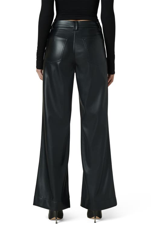 Shop Joe's The Mia High Waist Faux Leather Wide Leg Jeans In Black