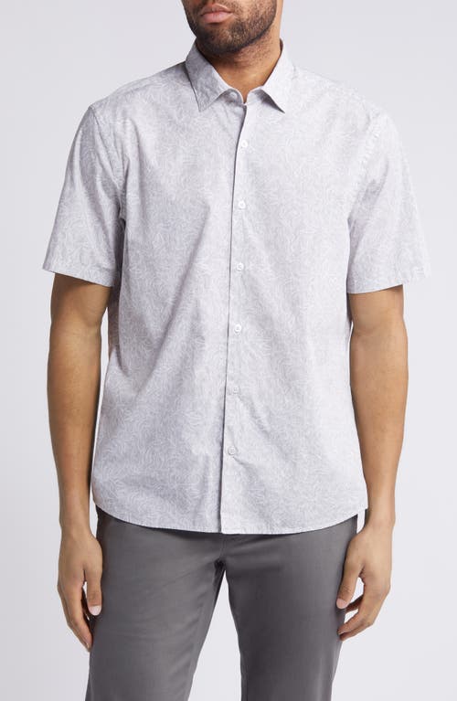 Robert Barakett Blossom Print Short Sleeve Cotton Button-Up Shirt at Nordstrom,