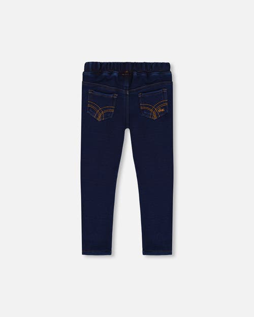 DEUX PAR DEUX DEUX PAR DEUX GIRL'S PLUSH LINED DARK BLUE DENIM JEGGINGS 