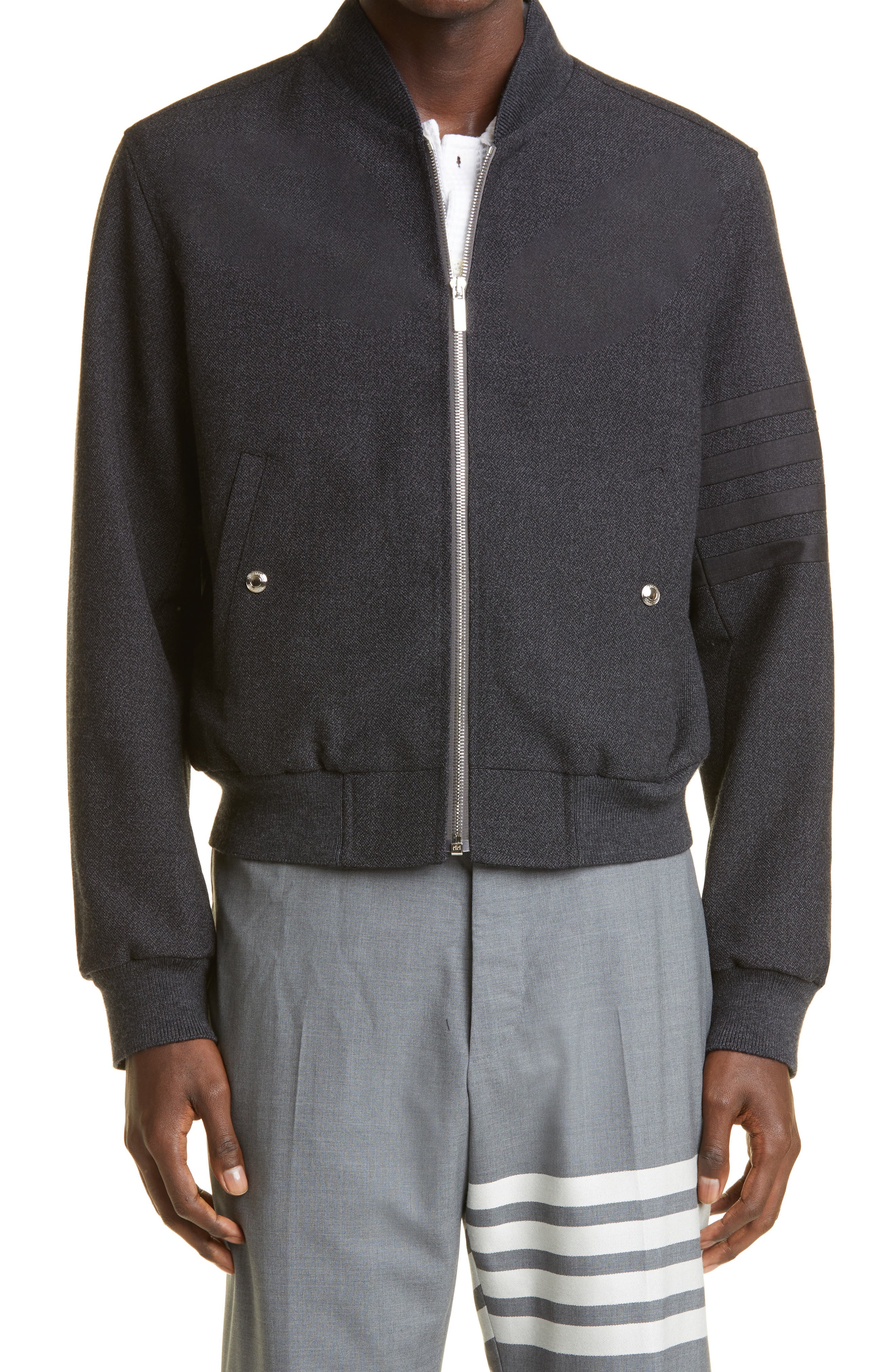 thom browne 4 bar bomber jacket