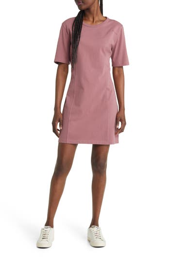 Treasure & Bond Seamed Organic Cotton T-shirt Dress In Pink