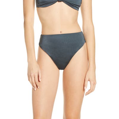 Chelsea28 Easy Retro Shine High Waist Bikini Bottoms, Metallic