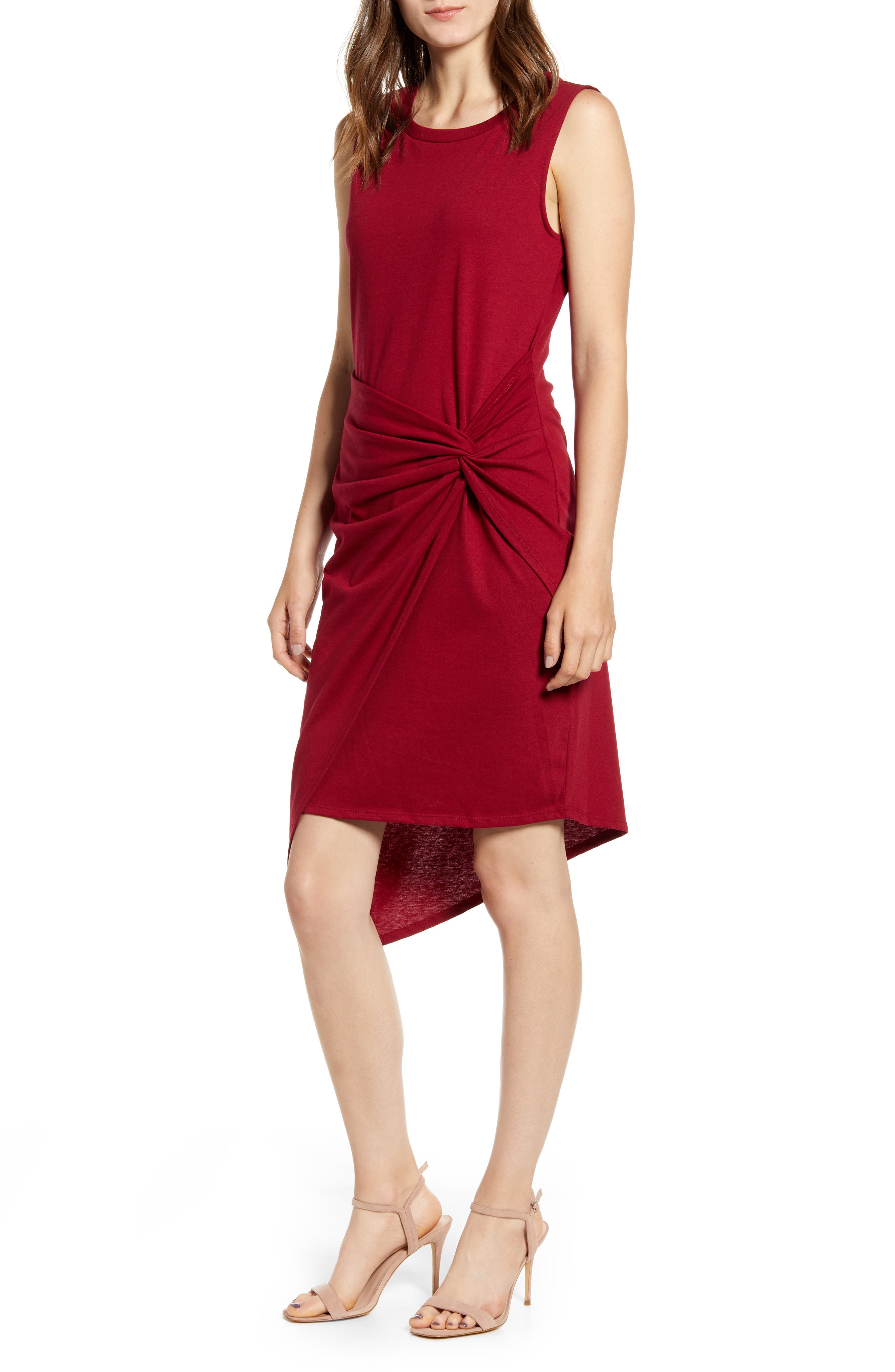 Chelsea28 Twist Front Dress, Red