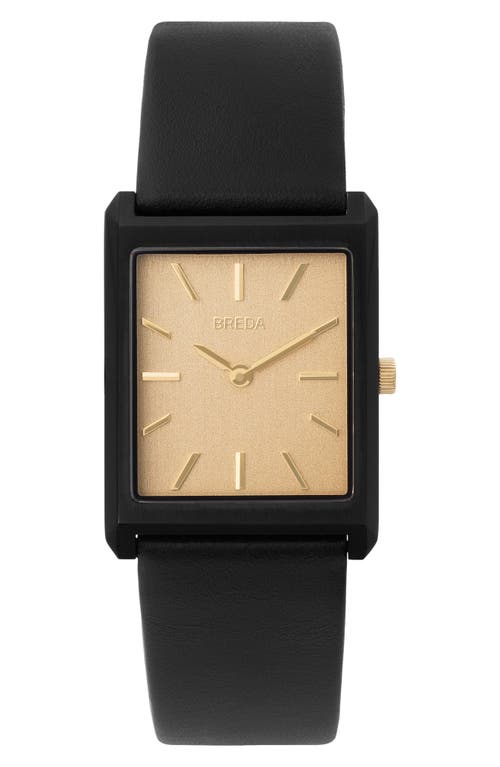 Breda Virgil Leather Strap Watch, 26mm In Black/black/gold