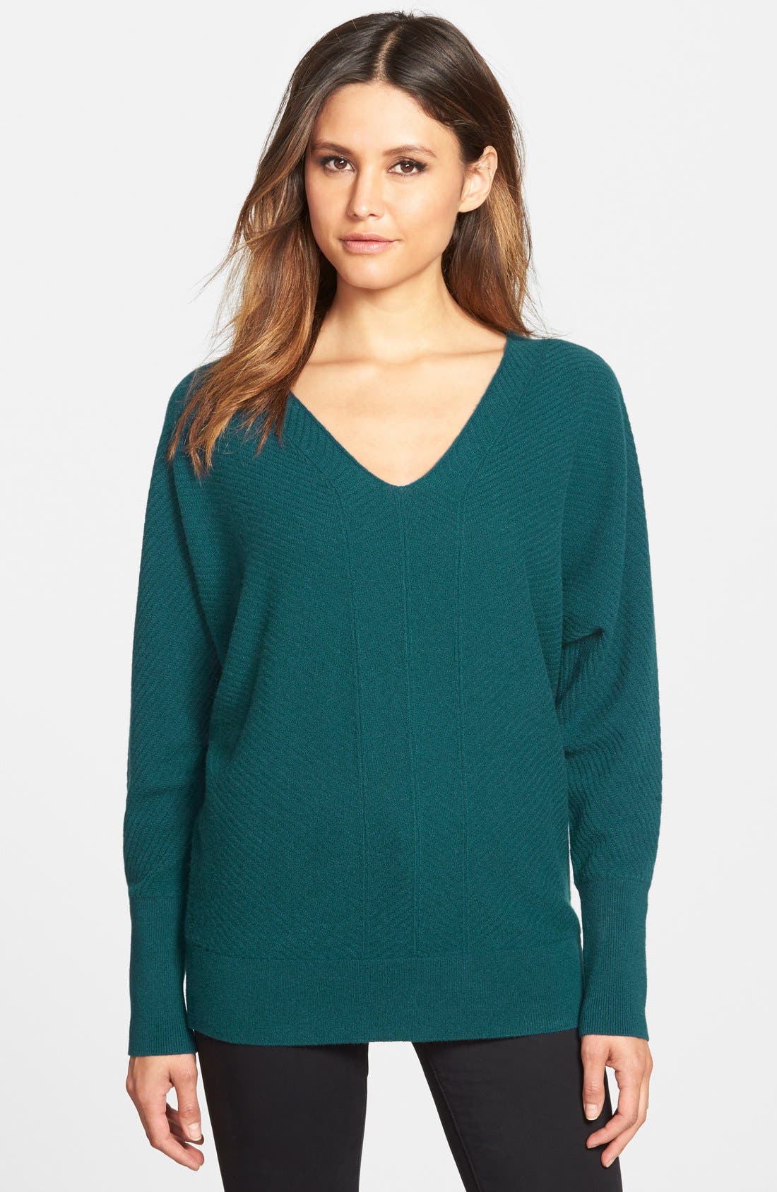 Nordstrom Collection Herringbone Cashmere VNeck Sweater Nordstrom