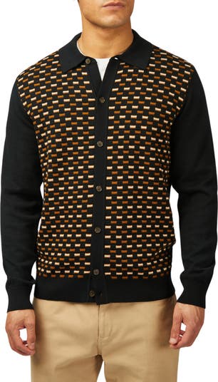 Ben Sherman Check Organic Cotton Polo Cardigan Nordstrom