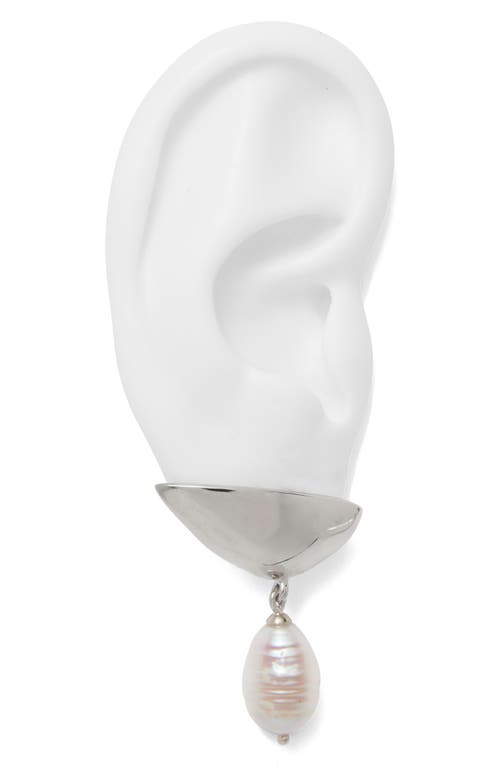 Lady Grey Freshwater Pearl Lobe Earrings In Silver/white Pearl