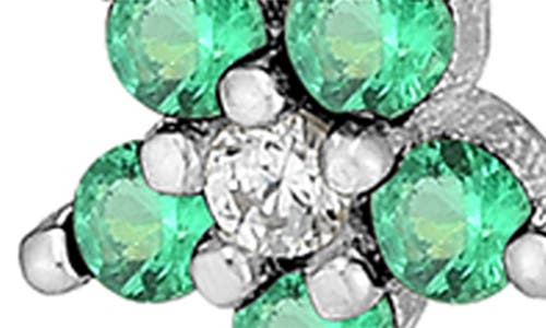 Sphera Milano Cubic Zirconia Flower Linear Drop Earrings In Silver/green
