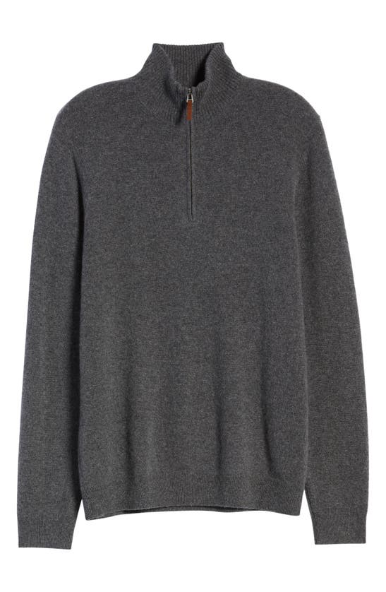 Nordstrom Cashmere Quarter Zip Pullover Sweater In Grey Shade Heather