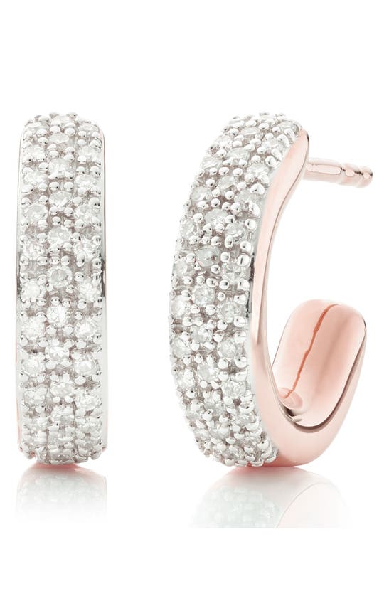 Monica Vinader Fiji Mini Diamond Hoop Earrings In Rose Gold