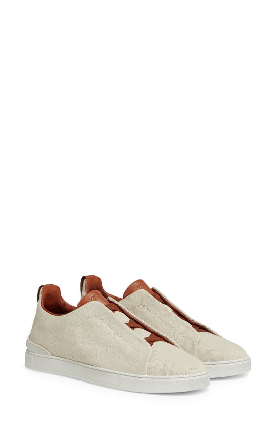 Shop Zegna Triple Stitch Low Top Sneaker In Sand