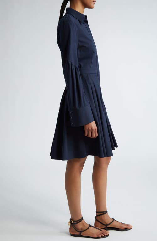 Shop Michael Kors Collection Long Sleeve Stretch Cotton Shirtdress In Midnight