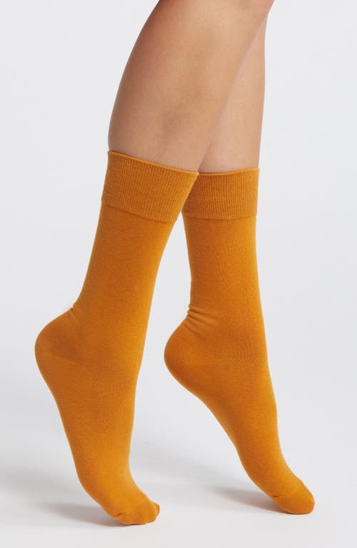 Casa Clara Solid Cotton Crew Socks In Orange