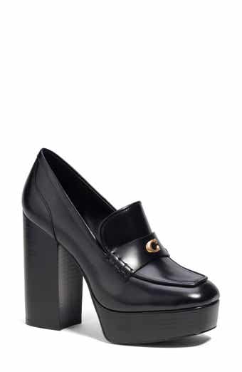  Coach Women's Ilyse Leather Platform Loafer, Black, 5