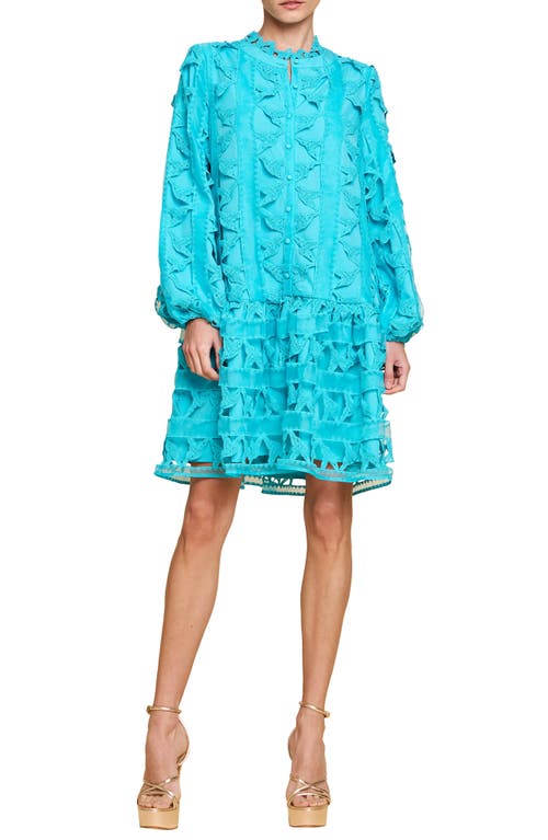 Wylla Humbird Lace & Organza Drop Waist Dress in Succulent Blue