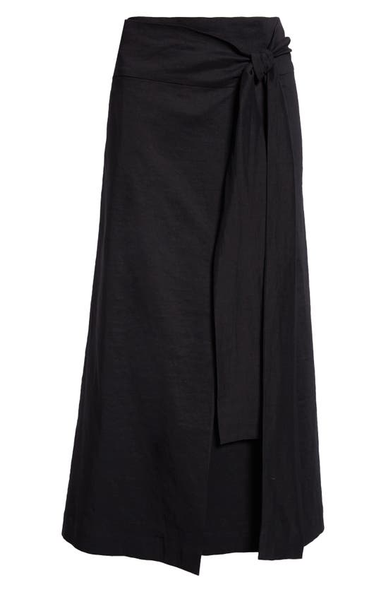 Shop Rohe Róhe Linen Blend Wrap Skirt In Noir