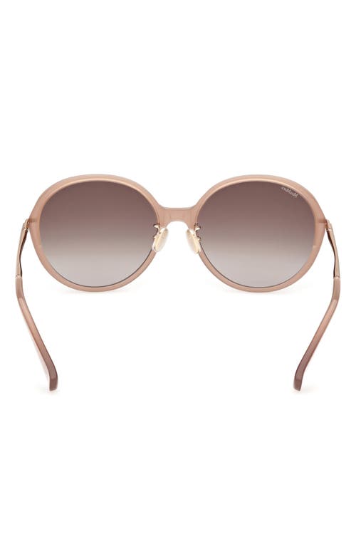 Max Mara 58mm Round Sunglasses In Shiny Beige / Gradient Brown