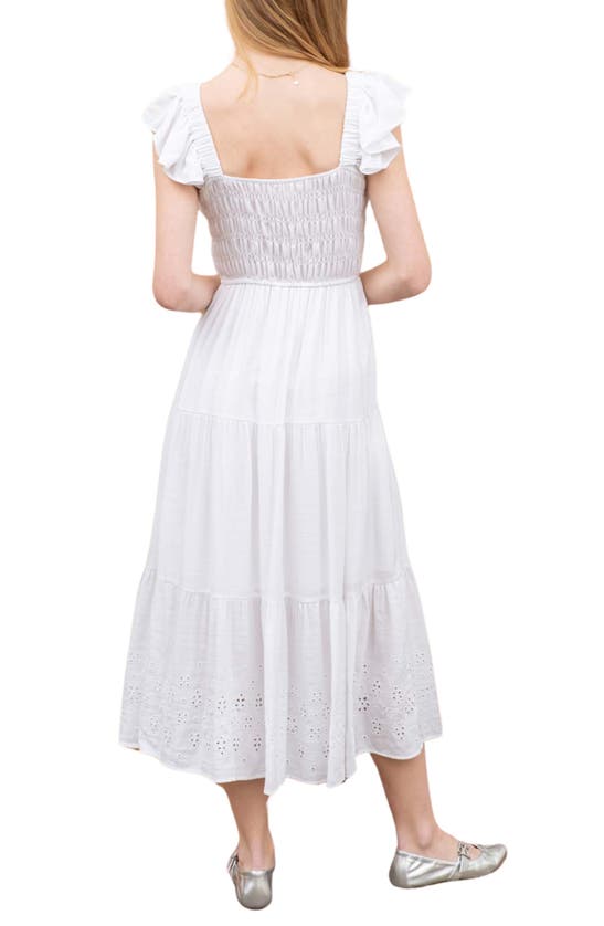 Shop Blu Pepper Eyelet Flutter Sleeve Midi Dress In White