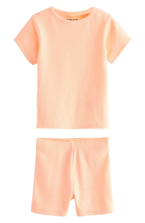 Shop Next Kids' Zip Hoodie, Top & Bike Shorts Set In Neon Orange Purple