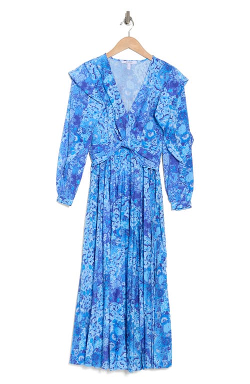 Derek Lam 10 Crosby C V-neck Ruffle Maxi Dresshrishelle In Navy Multi