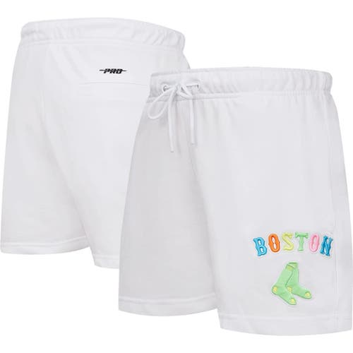 Women's Pro Standard White Boston Red Sox Washed Neon Shorts