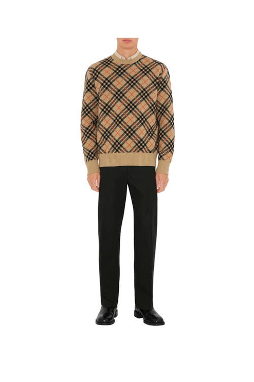 Shop Burberry Check Cashmere Sweater In Sand