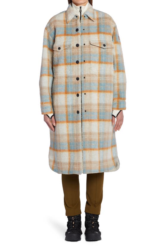 Moncler Vanay Checked Brushed Wool-blend Felt Coat In Natural Multi
