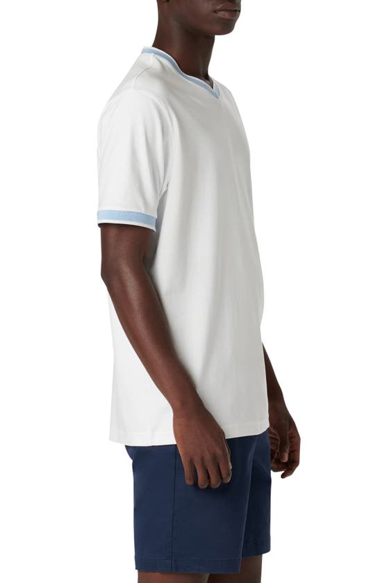 Shop Bugatchi High V-neck T-shirt In White