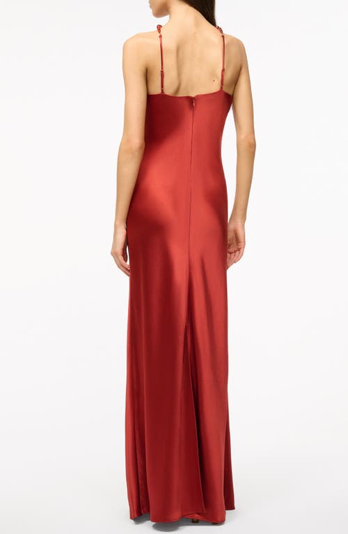 Shop Staud Cadence Satin Gown In Rust