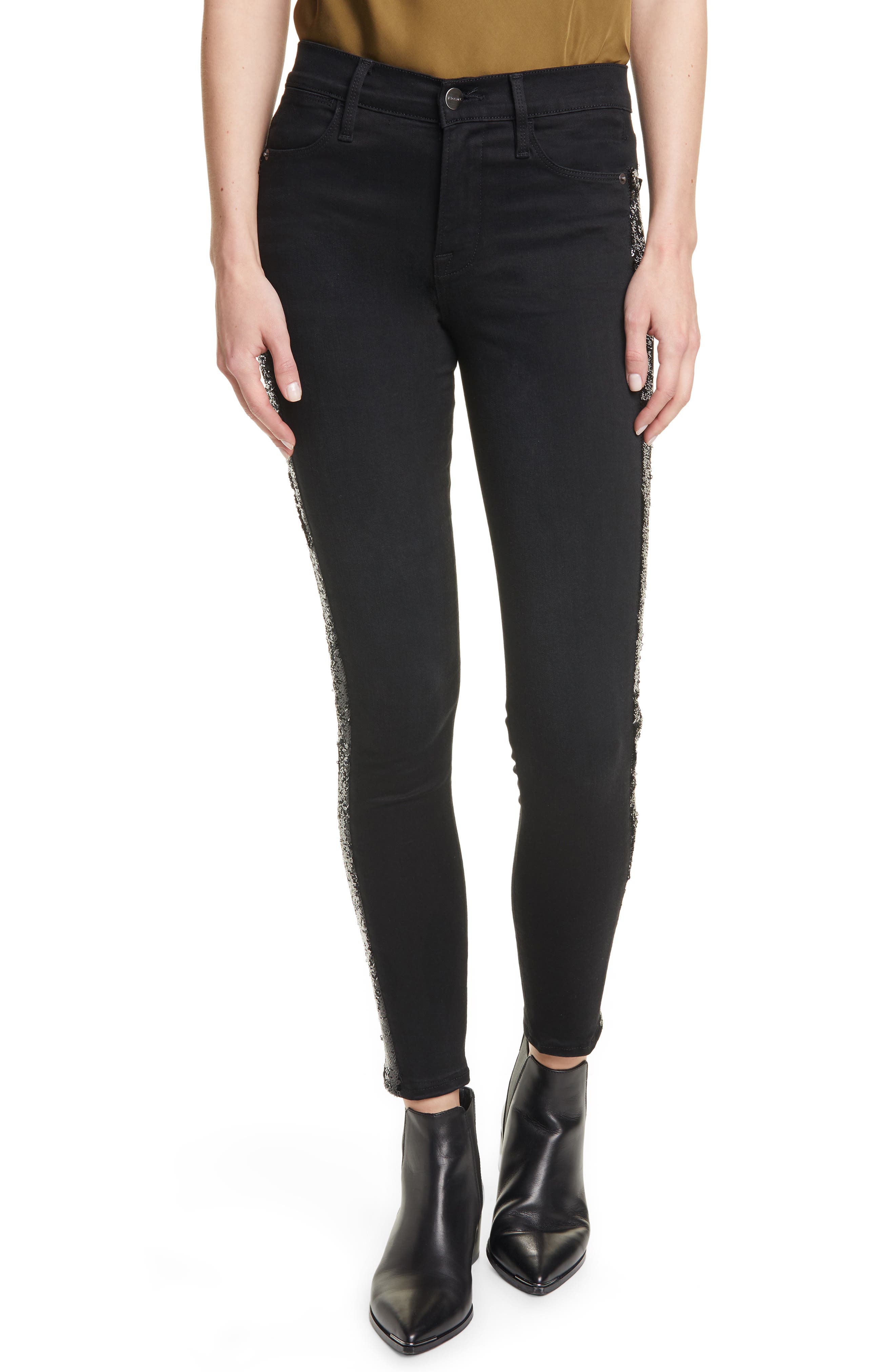 sequin skinny jeans