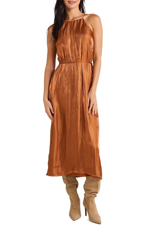 Bella Dahl Halter Neck Slipdress In Ember Glow Shimmer