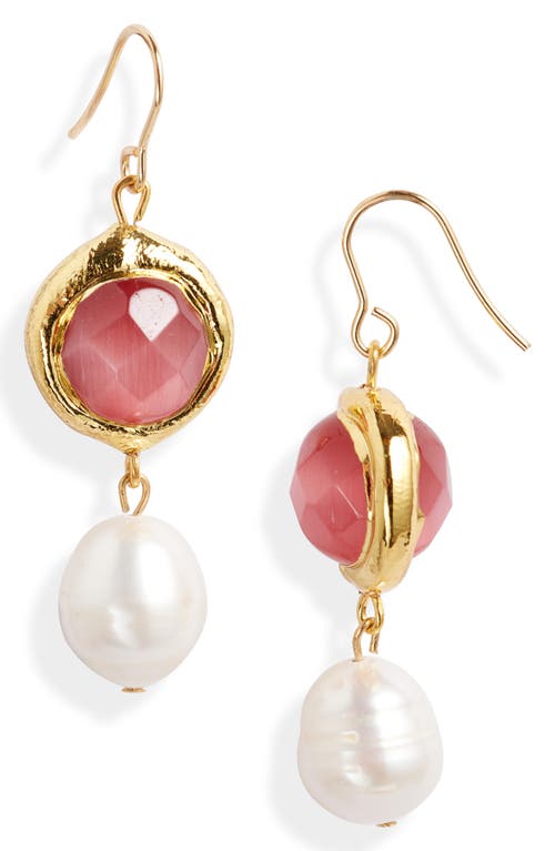 Shop Karine Sultan Freshwater Pearl Drop Earrings In Gold