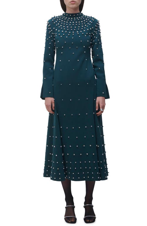 Simkhai Arielle Beaded Long Sleeve Midi Dress Emerald at Nordstrom,