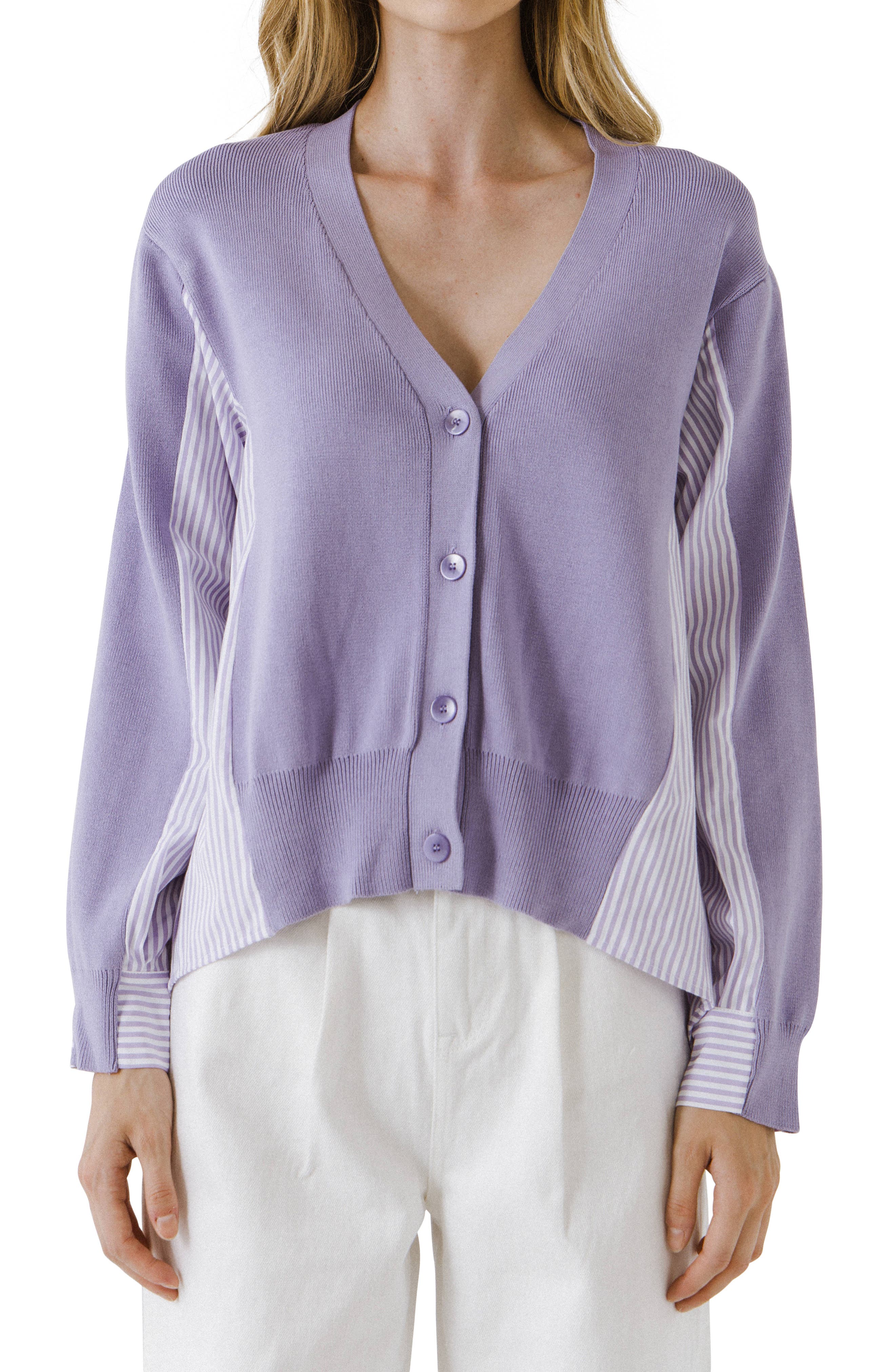 lavender cardigan sweater